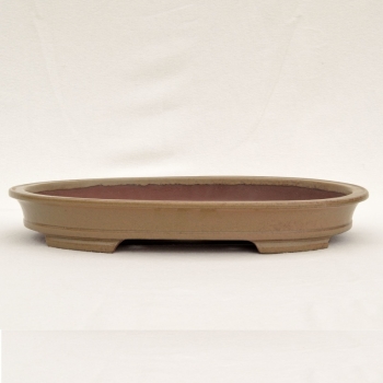 Ovale Bonsaischale beige matt