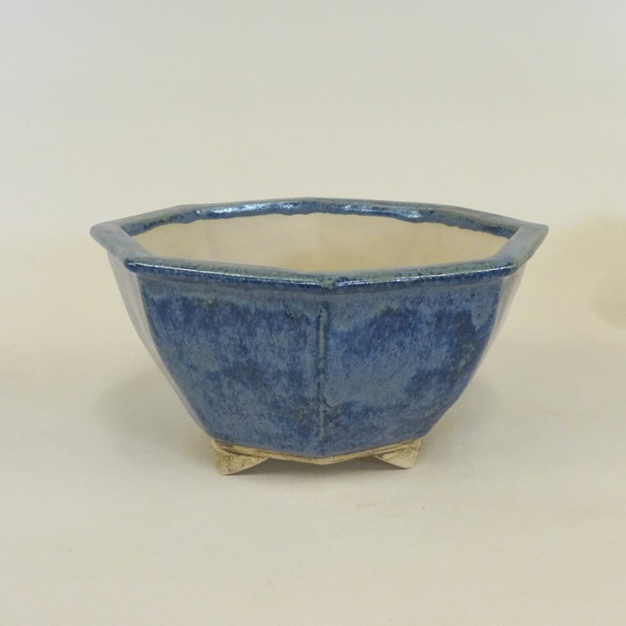handgetöpferte Bonsaischale blau