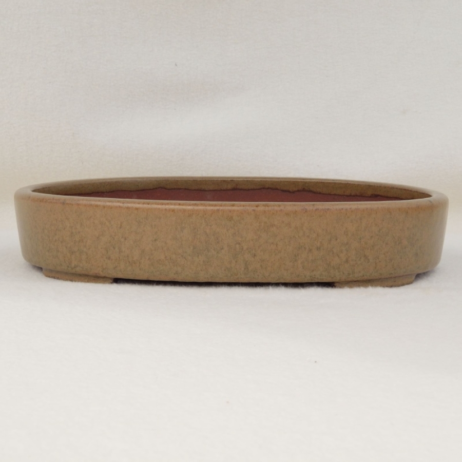 handgetöpferte Bonsaischale oval, beige